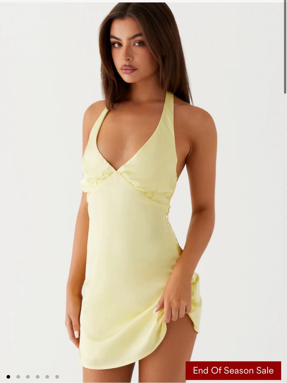 Peppermayo Pale Yellow Satin Mini Dress